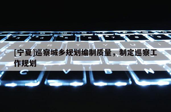 [寧夏]巡察城鄉規劃編制質量，制定巡察工作規劃